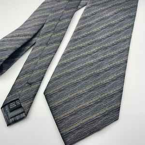 Giorgio Cosani Mens 100% Silk Hand Made Tie Grey Gold Stripe Formal